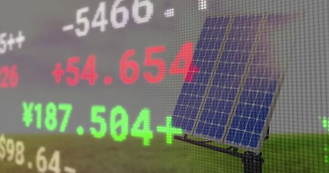 Composite Image of Stock Market and Solar Panels - Download Free Stock Images Pikwizard.com