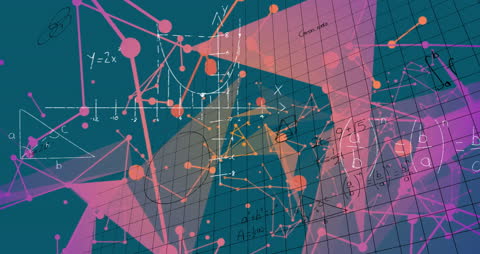 Animated Mathematical Equations and Data Networks Visualization