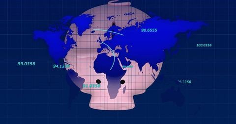 Global Finance Conceptual Map Over Piggy Bank Background