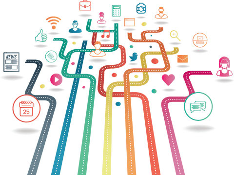 Transparent Digital Network Roads with Icons on Background - Download Free Stock Videos Pikwizard.com