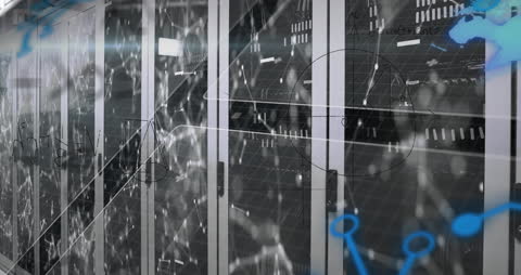 Digital Network Overlay on Server Room Conveying Global Technology