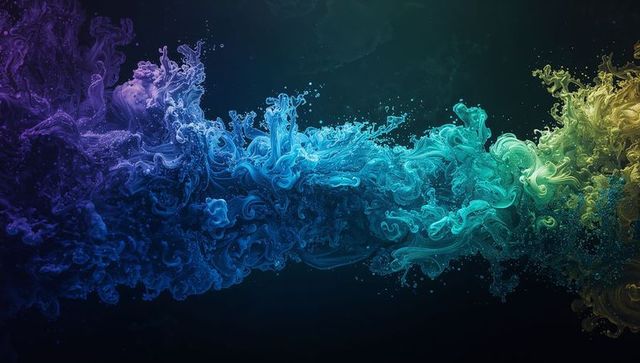 Vibrant Swirling Ink Plumes in Cosmic Digital Display