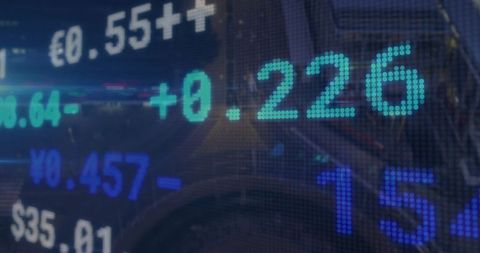 Futuristic stock market digital ticker display