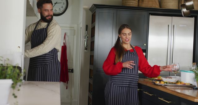 Couple Preparing Dinner in Modern Home Kitchen - Download Free Stock Images Pikwizard.com