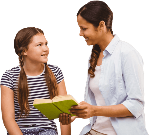 female teacher and young girl reading book transparent - Download Free Stock Videos Pikwizard.com