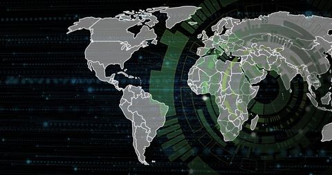 Digital World Map with Futuristic Data Visualizations - Download Free Stock Images Pikwizard.com