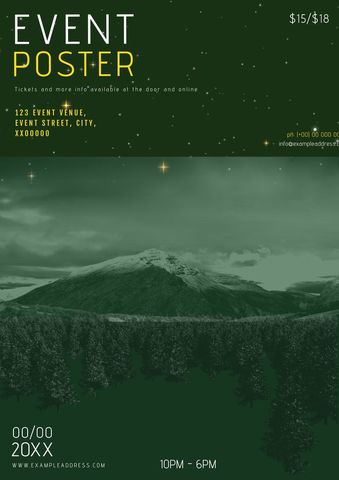 Serene Mountainscape Featuring Tranquil Night Sky for Event Promotion - Download Free Stock Templates Pikwizard.com