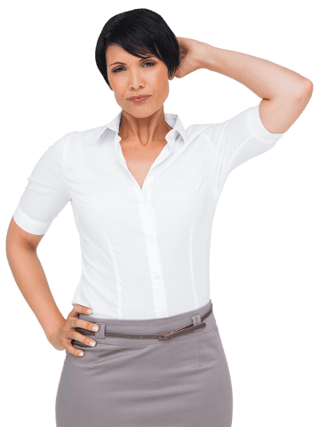 Confident Businesswoman on Transparent Background in Office Attire