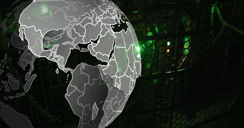 Futuristic Globe and Network Wires in Digital Technology Scene - Download Free Stock Images Pikwizard.com