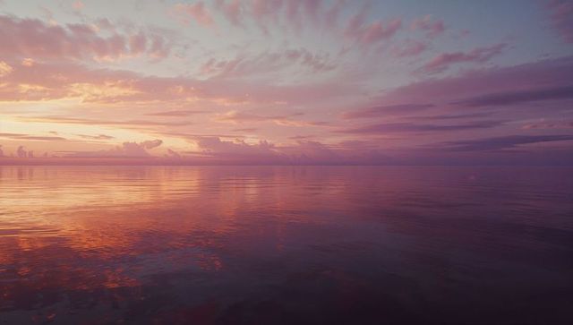 Calm Ocean Reflections at Sunset with Pastel Sky
