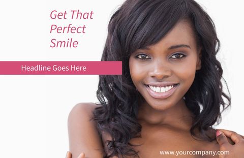 Radiant Smiling Woman Promoting Dental and Beauty Confidence
