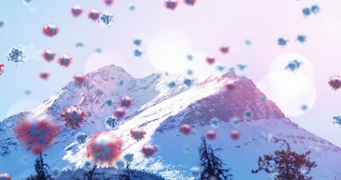 Coronavirus Cells Over Winter Mountain Landscape - Download Free Stock Images Pikwizard.com