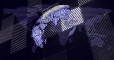 3d globe with digital grid interface and data visualization