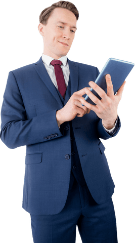 Confident Businessman Using Tablet with Transparent Background - Download Free Stock Videos Pikwizard.com