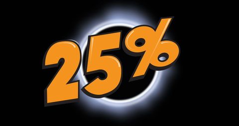 Vibrant 25 percent off promotion design on black