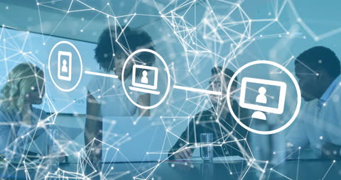 Diverse Team Collaborating on Digital Network Solutions