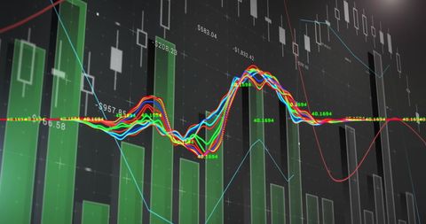 Dynamic Financial Data Graph with Colorful Waves - Download Free Stock Images Pikwizard.com