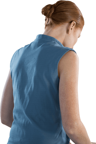 Transparent Businesswoman Standing with Elegant Hair Bun