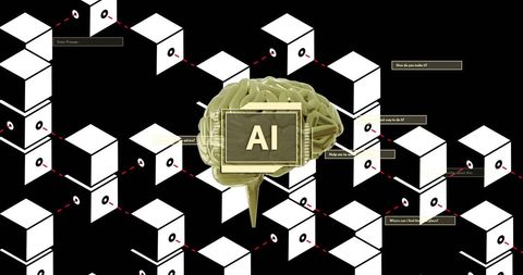 futuristic ai brain on blockchain digital network - Download Free Stock Images Pikwizard.com