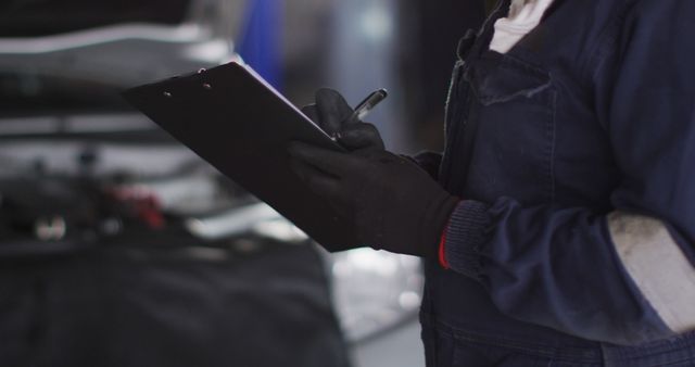 Auto Mechanic Recording Vehicle Maintenance on Clipboard - Download Free Stock Images Pikwizard.com