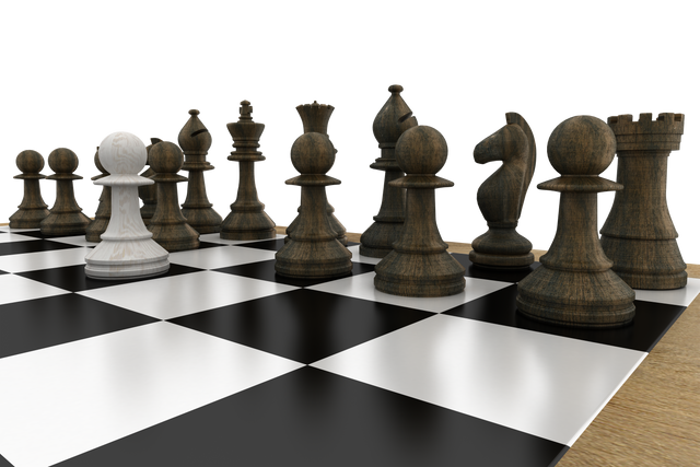 Transparent black chess pieces and white pawn on chessboard - Download Free Stock Videos Pikwizard.com