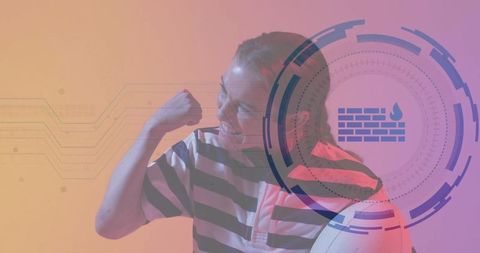 Futuristic fitness and cybersecurity fusion concept