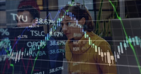 Financial Data Processing with Business Professionals at Workstation