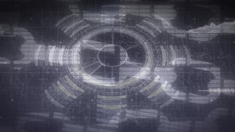 Futuristic Data Processing Interface with Scanning Elements