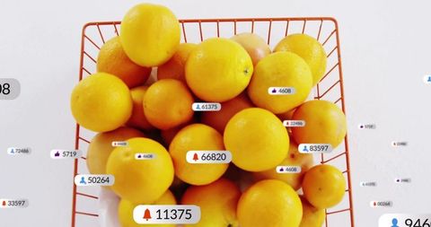 Basket of oranges with digital and analytics influence
