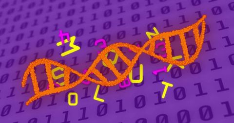digital dna concept with binary and data symbols on purple background - Download Free Stock Images Pikwizard.com