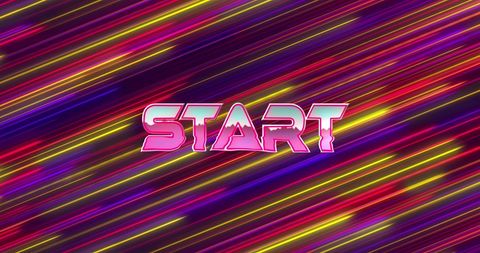 Retro start text with colorful neon light trails