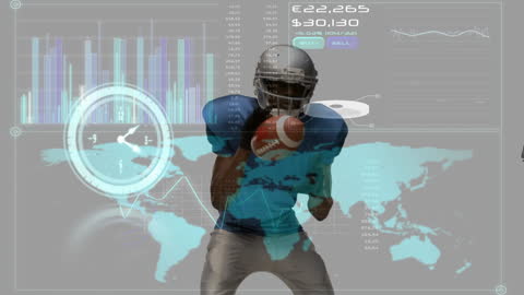 Digital Overlay on American Football Players with Data Visualization