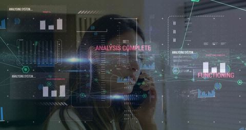 futuristic data analysis interface with smartphone communication - Download Free Stock Images Pikwizard.com