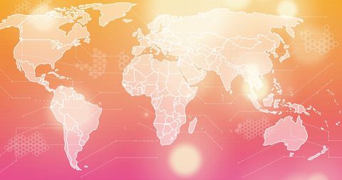 Digital World Map with Abstract Technology Elements - Download Free Stock Images Pikwizard.com