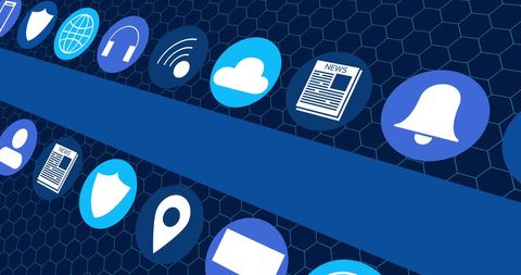 Digital Icons on Blue Hexagon Background - Download Free Stock Images Pikwizard.com