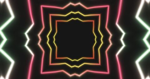 Vibrant Neon Patterns on Black Background