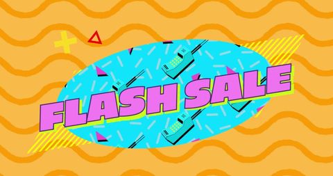 Bright Retro Flash Sale Poster with Dynamic Text and Shapes