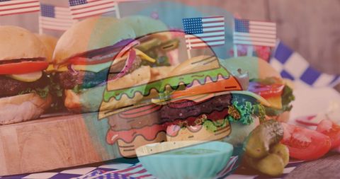 Gourmet Burgers with American Flag Decorations for Food Celebration - Download Free Stock Images Pikwizard.com