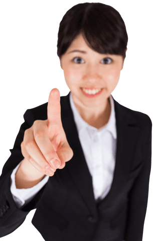 Transparent Image of Businesswoman Pointing with Confident Smile