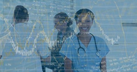 Healthcare professionals analyzing financial data innovative collaboration