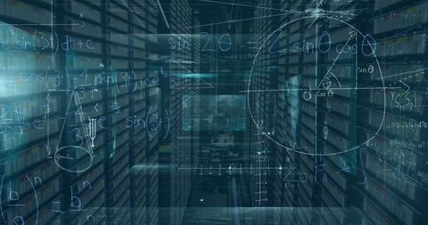 Math Equations Over Data Servers Representing Advanced Computing - Download Free Stock Images Pikwizard.com