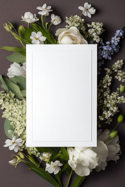 White card with copy space and flowers, created using generative ai technology - Download Free Stock Photos Pikwizard.com