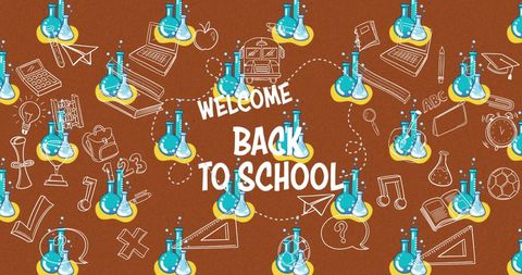 Welcome Back to School Collage with Educational Icons