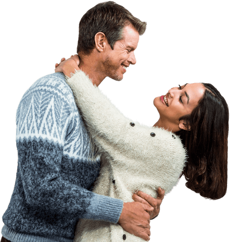 Romantic Couple Embracing in Cozy Sweaters Transparent Background - Download Free Stock Videos Pikwizard.com