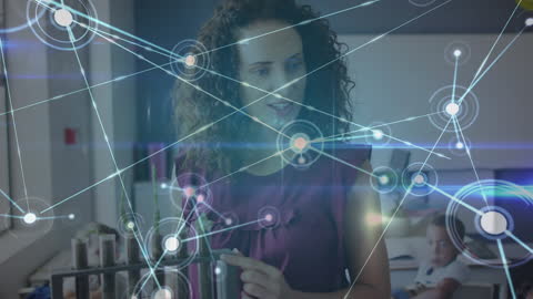 Network Connection Concept with Teacher and Schoolchildren