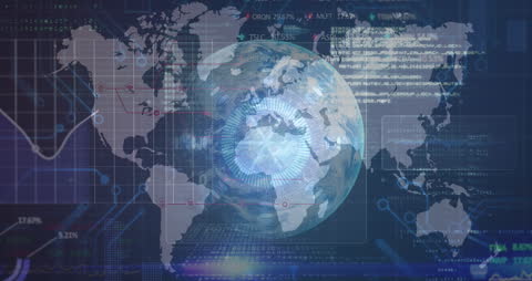 Digital Globe with Data Overlay Showcasing Global Connectivity