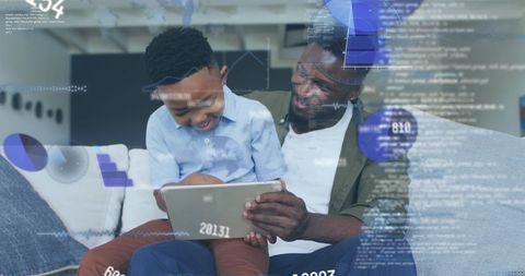 African American Father and Son Digital Learning Experience