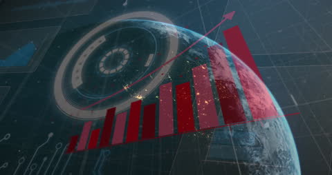 Global Business Data Analysis with Digital Interface Graphics