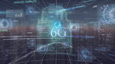 Futuristic 6G Digital Network Concept with Cybersecurity Elements