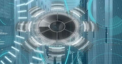 Futuristic central reactor device with holographic display